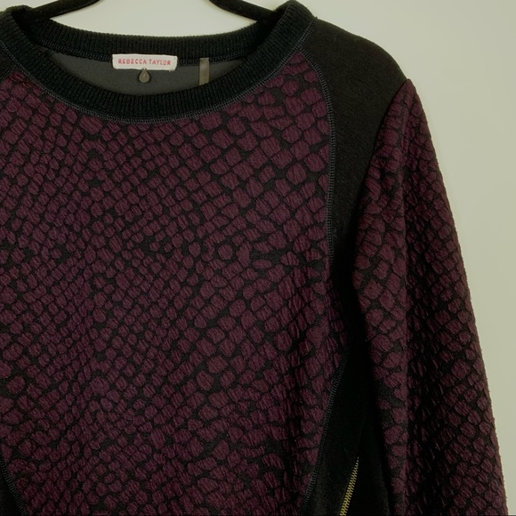 Rebecca Taylor Knit Pullover Sweater with Zipper Details - Wine - Picture 10 of 16